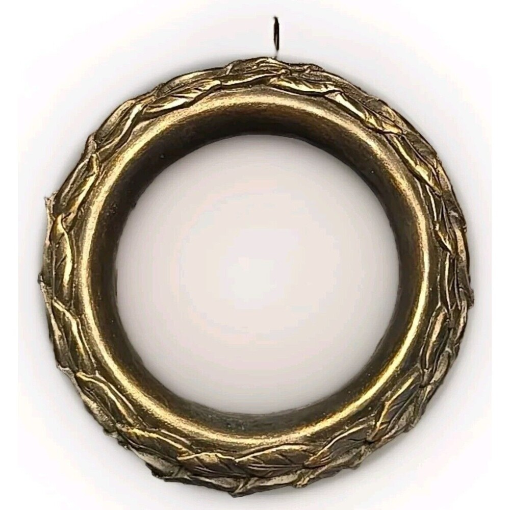 Brown Gold Leaf Drapery Ring with Eyelet for 2" Curtain Rod Wooden - Each